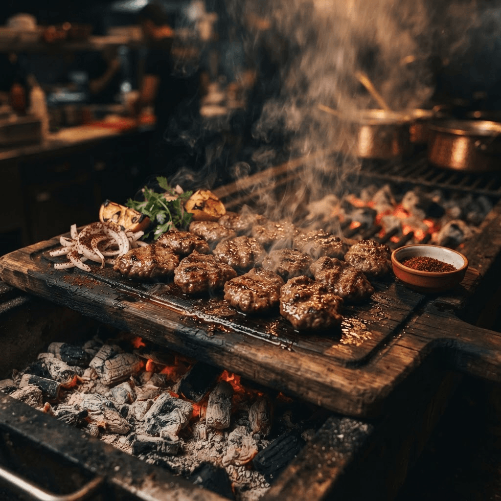 Frische Köfte über Holzkohle gegrillt — Izmir Köftecisi Berlin